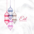 Eid mubarak hanging lamps greeting