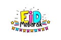 Comic text Eid Mubarak greeting greeting cartoon