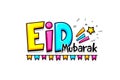 Comic text Eid Mubarak greeting greeting cartoon