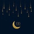 Eid mubarak holiday greeting with falling stars