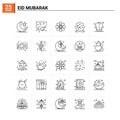 25 Eid Mubarak icon set. vector background