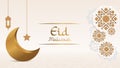 Eid Mubarak Islamic banner with ornaments and moon Royalty Free Stock Photo