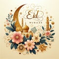 Eid Mubarak, card to celebrate happy eid al fitre Royalty Free Stock Photo