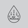 Eid mubarak lantern label vector black