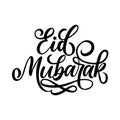 Eid Mubarak lettering card. Vector calligraphy isolated on white