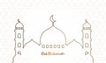 Eid mubarak line elegant and luxury islamic background with mosque gold