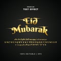 Eid Mubarak Luxury gold editable text effect Premium Vector