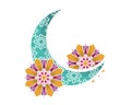 Eid mubarak moon with mandalas