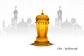 Eid mubarak mosque with lantern card background