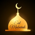 Eid mubarak muslims festival with golden mosque Royalty Free Stock Photo