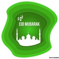 Eid mubarak paper cut background green version