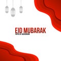 Eid mubarak paper cut background red version