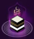 Eid Mubarak on purple background. vector illustration. Royalty Free Stock Photo