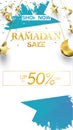 Eid Mubarak or ramadan kareem for instagram story sale banner, poster, concept, background, template. Copy space for discount tag