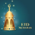 Eid Mubarak Religious Islamic Background With Realistic Lantern Royalty Free Stock Photo
