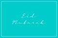 Eid Mubarak signature typography vector design. Blue greeting background design.