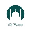 eid mubarak silhouette mosque flat design vector illustration. Arabic Muslim design for Ramadan Kareem. Vector mosque isolated on Royalty Free Stock Photo