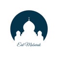 eid mubarak silhouette mosque flat design vector illustration. Arabic Muslim design for Ramadan Kareem. Vector mosque isolated on Royalty Free Stock Photo