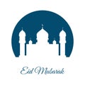 eid mubarak silhouette mosque flat design vector illustration. Arabic Muslim design for Ramadan Kareem. Vector mosque isolated on Royalty Free Stock Photo