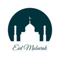eid mubarak silhouette mosque flat design vector illustration. Arabic Muslim design for Ramadan Kareem. Vector mosque isolated on Royalty Free Stock Photo