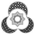 Eid mubarak star symbol isolated in black and white