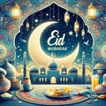 Eid Mubarak wish card Royalty Free Stock Photo