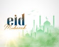 eid mubarak wishes background with islamic mosque Royalty Free Stock Photo