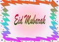 Eid mubark with different color words and border