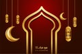 eid mubarok greeting card with islamic ornament vector illustration