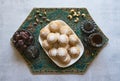 Eid and Ramadan Dates Sweets - Arabian cuisine. Royalty Free Stock Photo