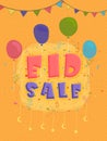 Eid sale poster, banner or flyer with balloons.