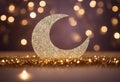 Eid sparkling Bairam space moon text Symbol paper Kurban empty alAdha Crescent Cut Mubarak out background glitter