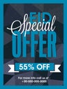 Eid Special Offer Sale Poster, Sale Banner, Sale Flyer, Discount upto 55% Off, Vector