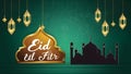 Eid ul Fitr and Eid ul Adha lantern, mosque silhouette background