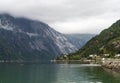 Eidfjord, a Norwegian town and municipality in the Hordaland region, view from the beach on the Eid fjord, the inner branch of the