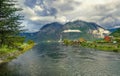 Eidfjord river and village. Eidfjord, Norway, Scandinavia Royalty Free Stock Photo