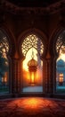 Eidul Fitr background Islamic lantern, mosque, window concept