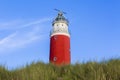 The `Eierland` lighthouse on a dune on Wadden Sea island Texel in the Netherlands with an evening sky Royalty Free Stock Photo