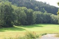 Elztal in a dry summer with the river between trees Royalty Free Stock Photo