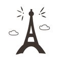 Eifel tower icon, vector illustration of Paris landmark, doodle image of French architecture, culture of France