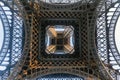 The Eifell Tower seen from the bottom to the top just below