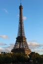 Eifeltower during sunset blue sky in background Royalty Free Stock Photo