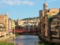 The Eiffel Bridge across the Onyar River in Girona, Spain Royalty Free Stock Photo