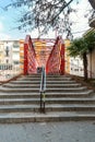 Eiffel Bridge constructed by Gustave Eiffel over the Onyar River in Girona, Spain Royalty Free Stock Photo