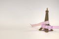 Eiffel key chain with purple ribbon Royalty Free Stock Photo