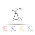 Eiffel multi color style icon. Simple thin line, outline vector of travel icons for ui and ux, website or mobile application Royalty Free Stock Photo