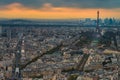 Eiffel tower Aerial view point during sunset time Royalty Free Stock Photo