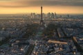 Eiffel tower Aerial view during sunset time Royalty Free Stock Photo