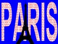 Eiffel tower against Paris text