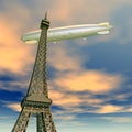 Eiffel Tower with Airship